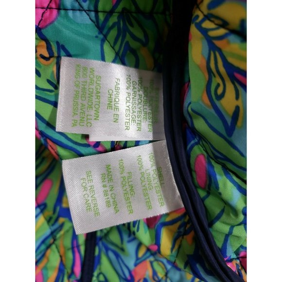 Lilly Pulitzer Getaway Quilted Vest Blue Lightweight Snap Zip Front XS XSmall - Picture 5 of 10